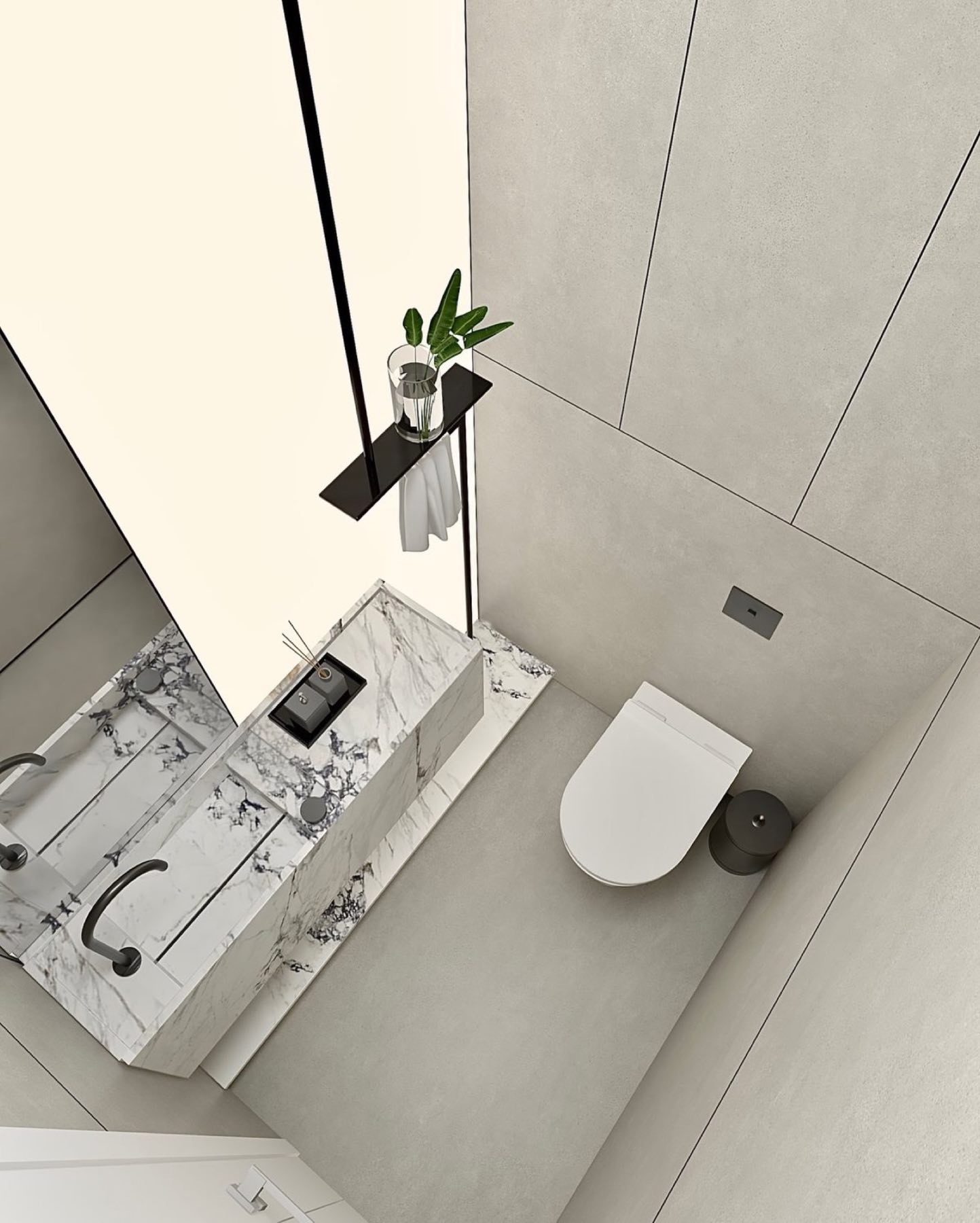 Minimal lavabo üst görünüş